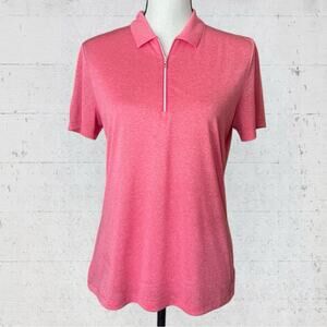 Callaway Women’s 1/4 Zip Short Sleeve Golf Polo Shirt Pink Opti-Dri Size M